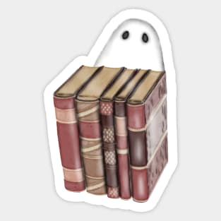 Cute Ghost and Books Sticker